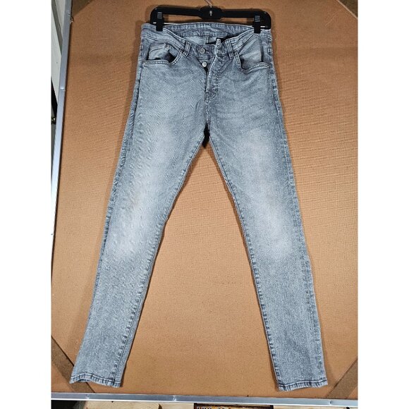 H&M Slim Low Waist Gray Denim Button Fly Skinny Leg Jeans Women's Size 32 - Picture 7 of 8